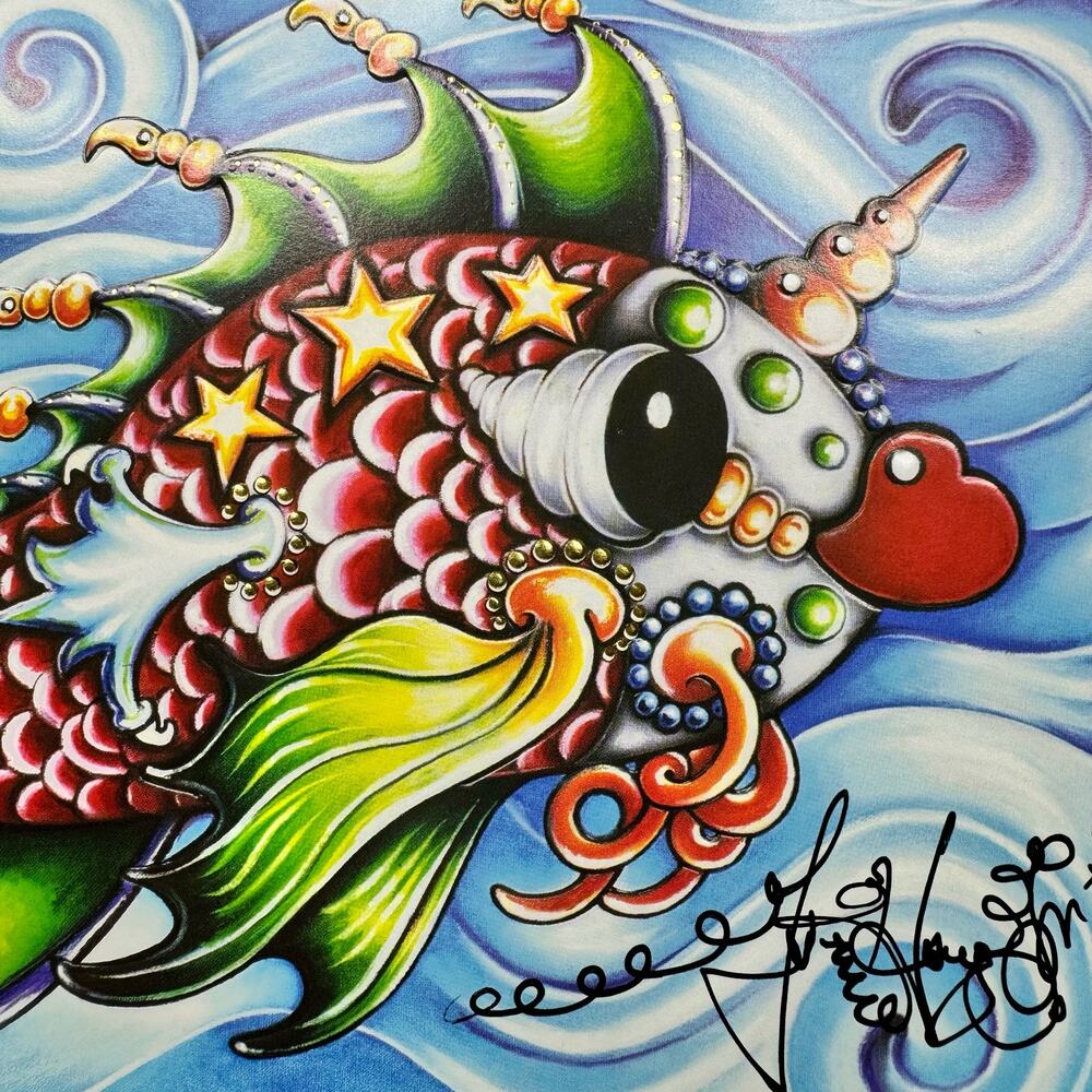 Jamie Hayes Limited Edition Pucker Fish Giclee Print Signed Matted Artwork 5"x7" - Picture 3 of 8
